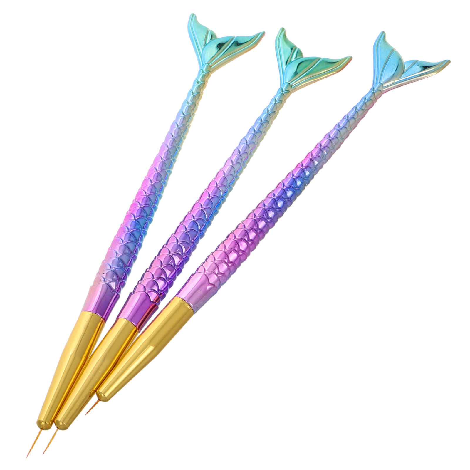 3Pcs Mermaid Tail Nail Art Lin - огляд і ціна Detailing Brush Set