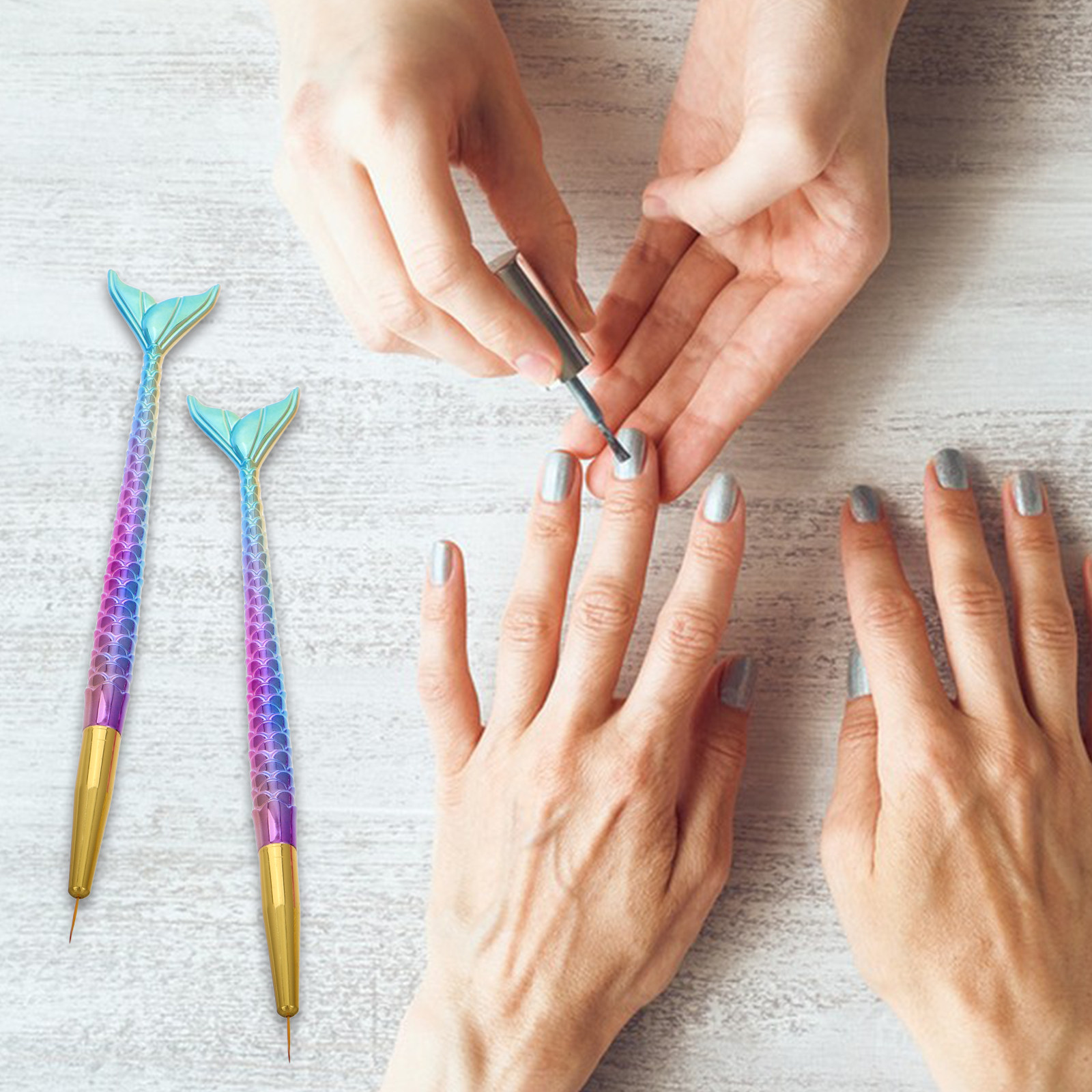 3Pcs Mermaid Tail Nail Art Lin - огляд і ціна Detailing Brush Set