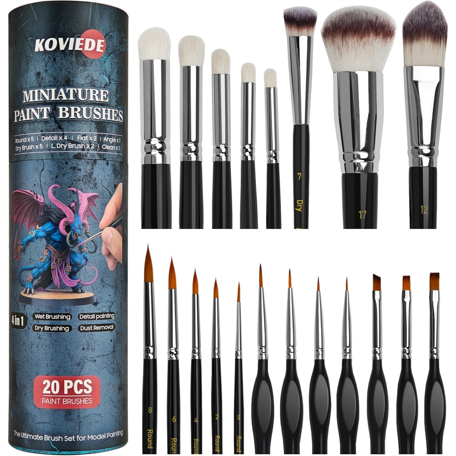 20Pcs Miniature Paint Brushes  - огляд і ціна Detailing Brush Set